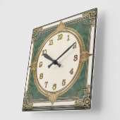 Art Deco Groen Vierkante Klok (Hoek)
