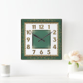 Art Deco Groen Vierkante Klok (Huis)