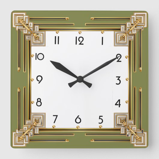 Art Deco Groen Vierkante Klok (Voorkant)