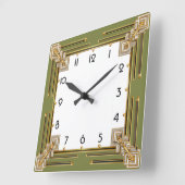 Art Deco Groen Vierkante Klok (Hoek)