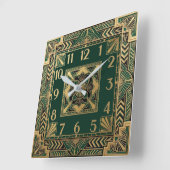 Art Deco Groen Vierkante Klok (Hoek)