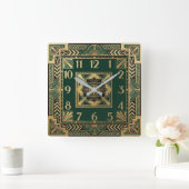 Art Deco Groen Vierkante Klok (Huis)