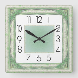 Art Deco Groen Vierkante Klok