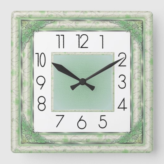 Art Deco Groen Vierkante Klok (Voorkant)