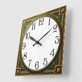 Art Deco Groen Vierkante Klok (Hoek)