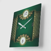 Art Deco Groen Vierkante Klok (Hoek)