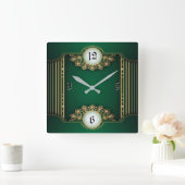 Art Deco Groen Vierkante Klok (Huis)