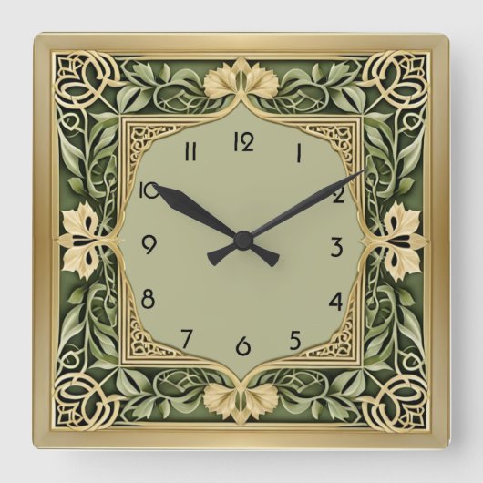 Art Deco Groen Vierkante Klok (Voorkant)