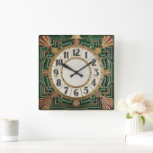 Art Deco Groen Vierkante Klok (Huis)