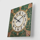 Art Deco Groen Vierkante Klok (Hoek)