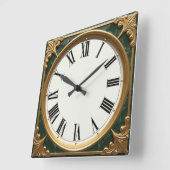 Art Deco Groen Vierkante Klok (Hoek)