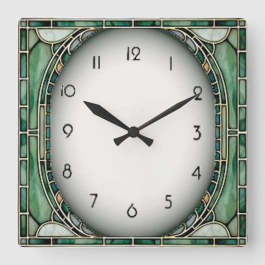 Art Deco Groen Vierkante Klok (Voorkant)