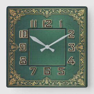 Art Deco Groen Vierkante Klok