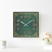 Art Deco Groen Vierkante Klok (Huis)