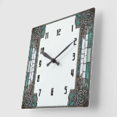 Art Deco Groen Vierkante Klok (Hoek)