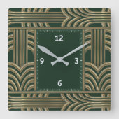 Art Deco-groen Vierkante Klok (Voorkant)