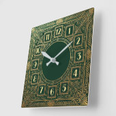 Art Deco Groen Vierkante Klok (Hoek)