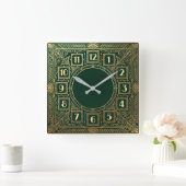 Art Deco Groen Vierkante Klok (Huis)