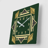 Art Deco-groen Vierkante Klok (Hoek)