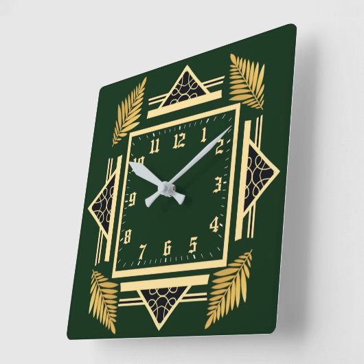 Art Deco-groen Vierkante Klok (Hoek)