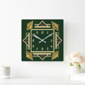 Art Deco-groen Vierkante Klok (Huis)