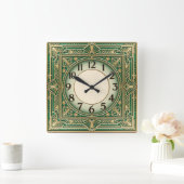 Art Deco Groen Vierkante Klok (Huis)