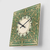Art Deco Groen Vierkante Klok (Hoek)