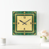 Art Deco Groen Vierkante Klok (Huis)