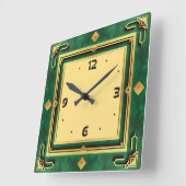 Art Deco Groen Vierkante Klok (Hoek)