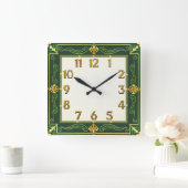 Art Deco Groen Vierkante Klok (Huis)