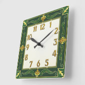 Art Deco Groen Vierkante Klok (Hoek)