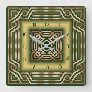Art Deco-groen Vierkante Klok