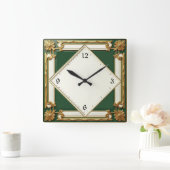 Art Deco Groen Vierkante Klok (Huis)
