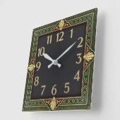 Art Deco Groen Vierkante Klok (Hoek)
