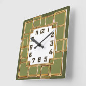 Art Deco Groen Vierkante Klok (Hoek)