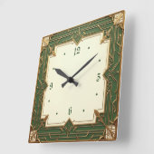 Art Deco Groen Vierkante Klok (Hoek)