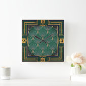 Art Deco Groen Vierkante Klok (Huis)