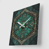 Art Deco Groen Vierkante Klok (Hoek)