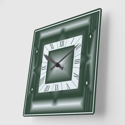 Art Deco-groen Vierkante Klok (Hoek)