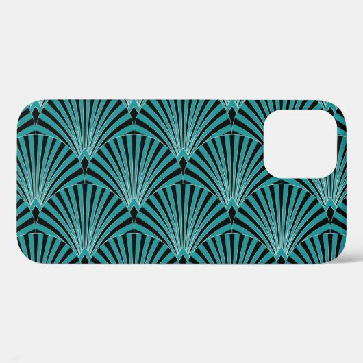 Art Deco: groen waaierpatroon. Case-Mate iPhone Case (Achterkant (horizontaal))