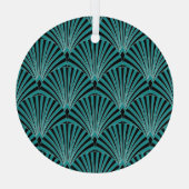 Art Deco: groen waaierpatroon. Glas Ornament (Achterkant)