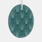 Art Deco: groen waaierpatroon. Glas Ornament (Voorkant Rechts)