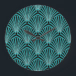 Art Deco: groen waaierpatroon. Grote Klok<br><div class="desc">Art Deco Stijl Decoratief Patroon met Groene Ventilatorvormige Motieven. Art Deco Herhaal Patten Design Heks Arched Black and Green Stripes Art Deco glamour in groene fan motieven. Zwart & groen strepen lijst elegantie. Art Deco elegantie met groene fan motieven. Klassieke charme in een hedendaags kader. naadloos, , patroonbeeld, achtergrond, abstract,...</div>