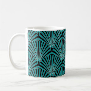 Art Deco: groen waaierpatroon. Koffiemok