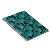 Art Deco: groen waaierpatroon. Notitieboek (Rechterzijde)