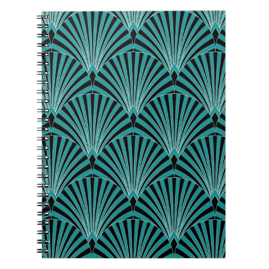 Art Deco: groen waaierpatroon. Notitieboek (Voorkant)