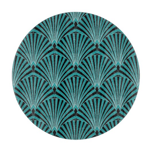 Art Deco: groen waaierpatroon. Snijplank (Voorkant)