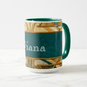 Art Deco groene en gouden strepen gepersonaliseerd Mok (Voorkant rechts)