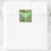 Art Deco Groene Luna Moth  Vierkante Sticker (Tas)