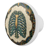 Art Deco Groene Ribbenkast Anatomisch Keramische Knop (Rechts)